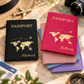 Personalized Engraved Couple Passport Cover